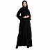 Front open abaya with piping work- Black Front open abaya with piping work- Black