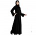 Front open abaya with piping work- Black Front open abaya with piping work- Black