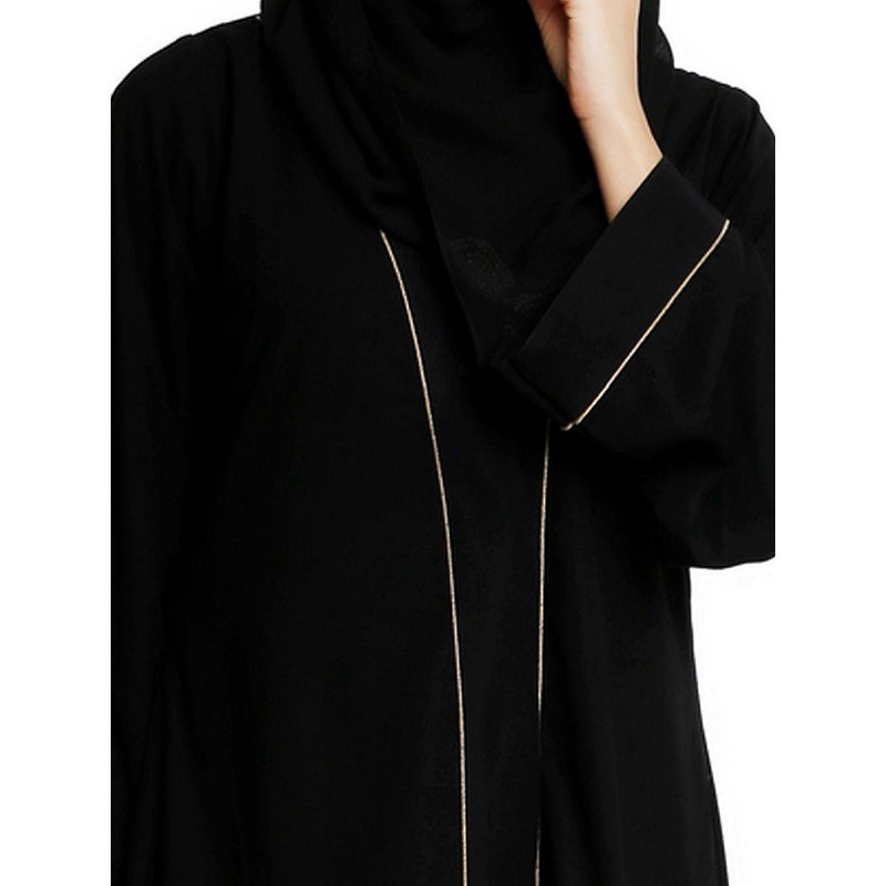 black abaya open front