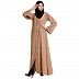 Front open abaya with piping work- Khaki Front open abaya with piping work- Khaki