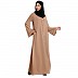 Front open abaya with piping work- Khaki Front open abaya with piping work- Khaki