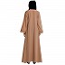 Front open abaya with piping work- Khaki Front open abaya with piping work- Khaki