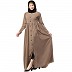 Front open abaya with pintucks- Beige Front open abaya with pintucks- Beige