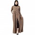 Front open abaya with pintucks- Beige Front open abaya with pintucks- Beige