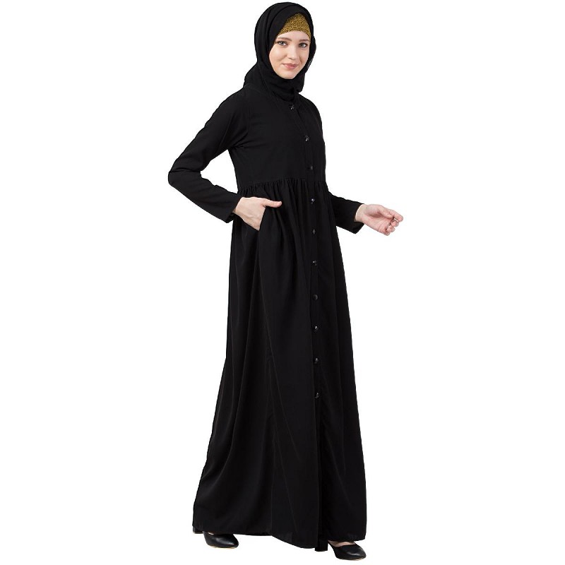 open front abaya black