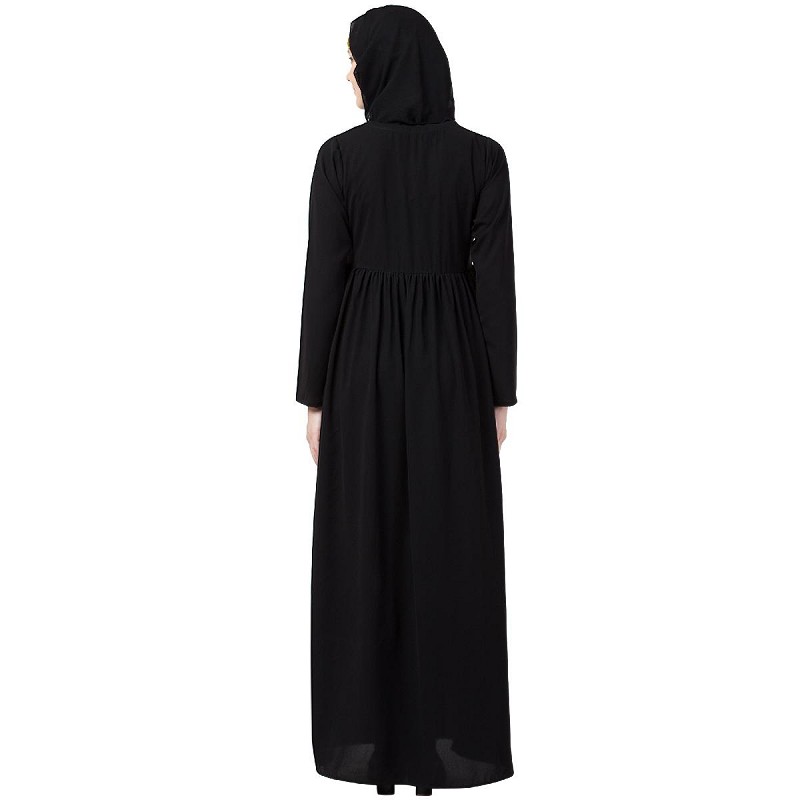 open front abaya black
