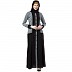 Dual colored front open abaya- Black-Grey