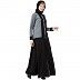 Dual colored front open abaya- Black-Grey
