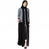 Dual colored front open abaya- Black-Grey