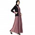 Dual colored front open abaya- Puce Pink-Black