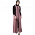 Dual colored front open abaya- Puce Pink-Black
