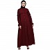 Front open classic frill abaya- Maroon