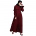Front open classic frill abaya- Maroon