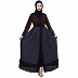 Classic front open abaya with polka dot- Coffee-Navy Blue