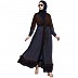 Classic front open abaya with polka dot- Coffee-Navy Blue