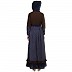 Classic front open abaya with polka dot- Coffee-Navy Blue