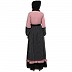 Classic front open abaya with polka dot- Pink-Black