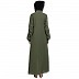 Front open abaya with black lace- Jade Green