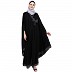 Kaftan abaya with polka dots- Black