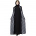 Layered striped abaya- Black Layered striped abaya- Black