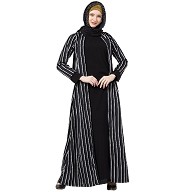 Layered striped abaya- Black Layered striped abaya- Black