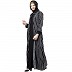 Layered striped abaya- Black Layered striped abaya- Black