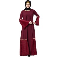 Double layered pleated abaya- Maroon Double layered pleated abaya- Maroon