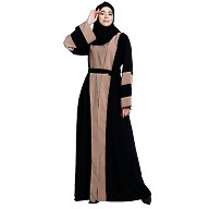 Dual colored Dubai style abaya- Black-Khaki Dual colored Dubai style abaya- Black-Khaki