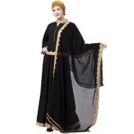 Lehenga abaya with matching Hijab- Black Lehenga abaya with matching Hijab- Black