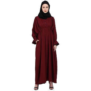 Loose fit Crinkle abaya- Maroon