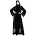 Loose fit abaya with embroidery work- Black Loose fit abaya with embroidery work- Black