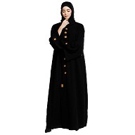 Loose fit abaya with embroidery button work- Black Loose fit abaya with embroidery button work- Black