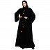 Loose fit abaya with embroidery button work- Black