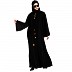 Loose fit abaya with embroidery button work- Black