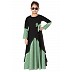 Polka dotted asymmetrical matching combo dress for mother and daughter- Green-black
