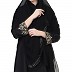 Designer Front open abaya with handwork- Black-Gold