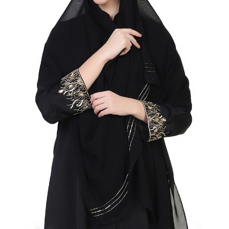 open front abaya black