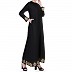 A-line Nida abaya with Golden lacework- Black