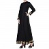 A-line Nida abaya with Golden lacework- Black
