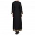 A-line Nida abaya with Golden lacework- Black