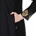 A-line Nida abaya with Golden lacework- Black
