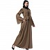 Designer Pintuck abaya with pearl work- Beige