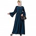 Designer Pintuck abaya with pearl work- Teal Green Designer Pintuck abaya with pearl work- Teal Green