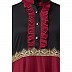 Designer dual colored pleated abaya- Maroon-Black Designer dual colored pleated abaya- Maroon-Black