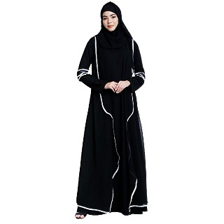 Georgette Shrug with Inner abaya- Black