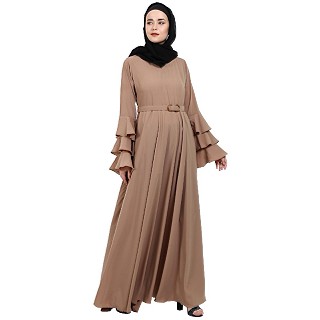 Umbrella abaya with bell sleeves- Khaki