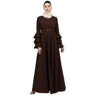 Umbrella abaya with bell sleeves- Coffee Brown Umbrella abaya with bell sleeves- Coffee Brown