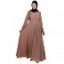 Umbrella abaya with frills- Beige