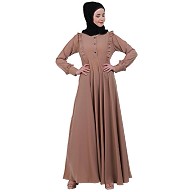 Umbrella abaya with frills- Beige
