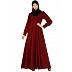 Umbrella abaya with potli buttons neck design- Maroon Umbrella abaya with potli buttons neck design- Maroon
